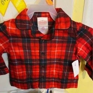 New Baby 12mo Red & Black plaid pj top